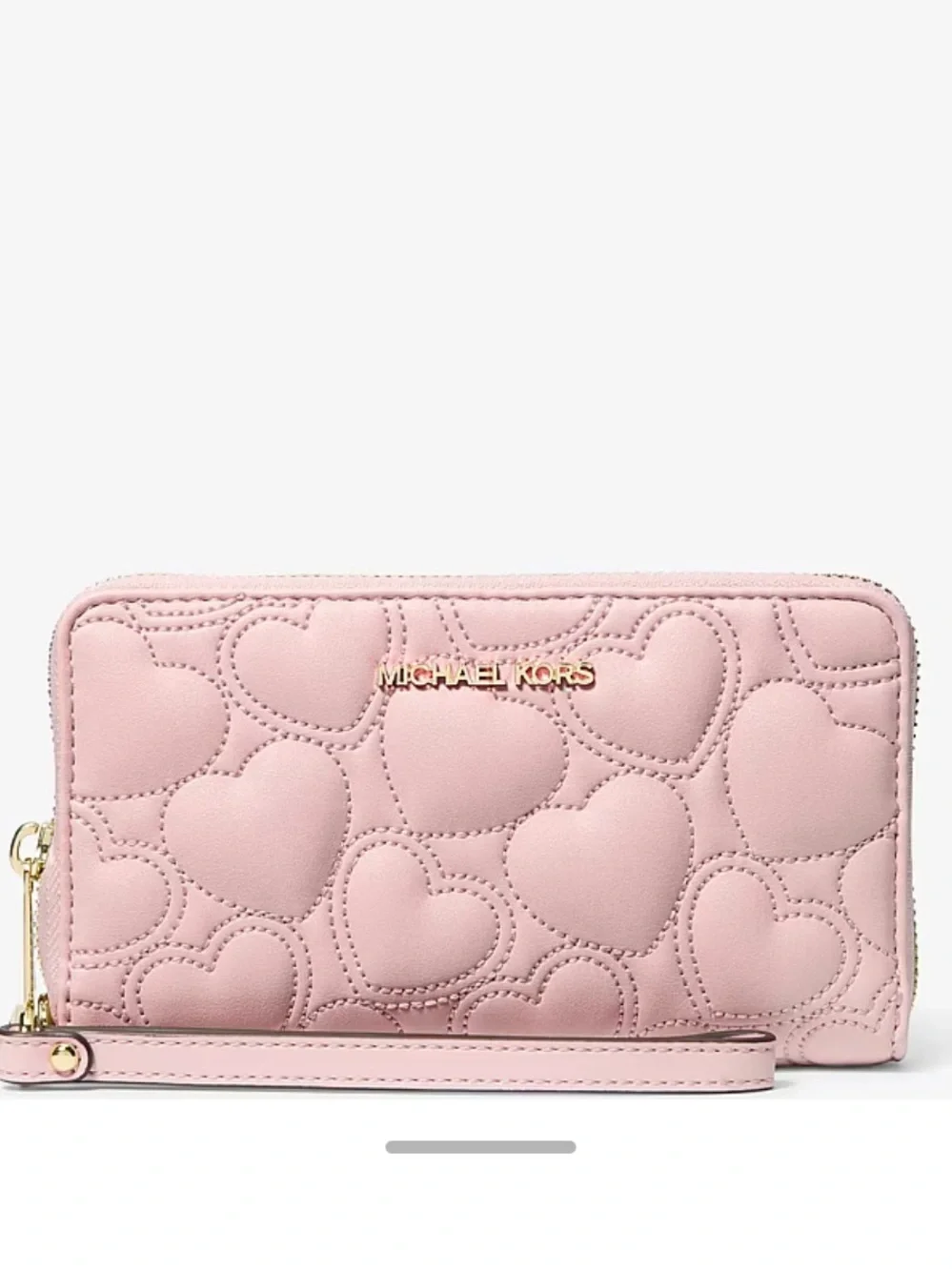 MICHAEL KORS  Jet Set Large Heart Embroidered Smartphone Wristlet Wallet Blush